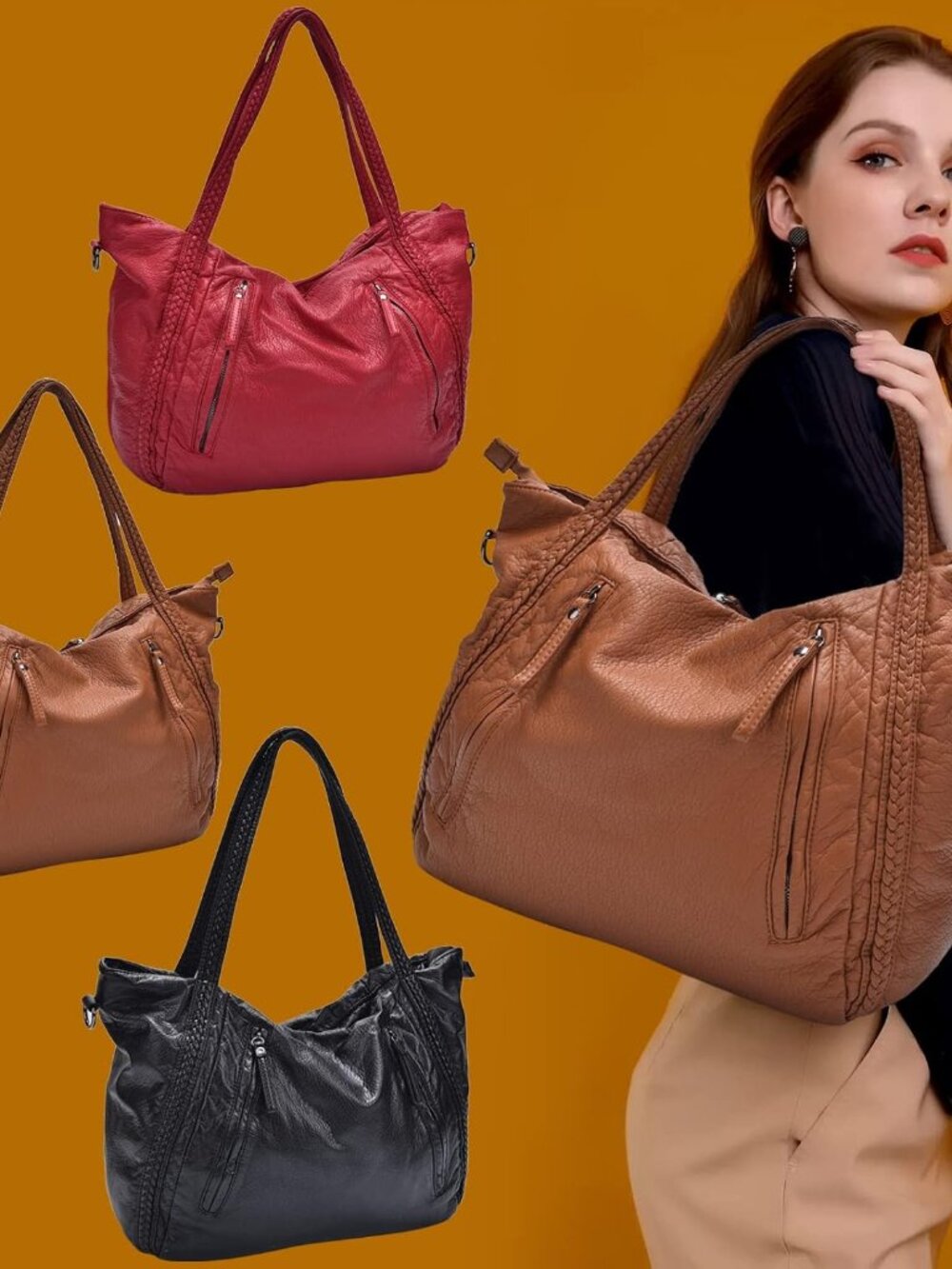 Large Purses for Women Slouchy Oversized Bag Extra Big Handbag Multi-pockets Hob - Picture 7 of 9